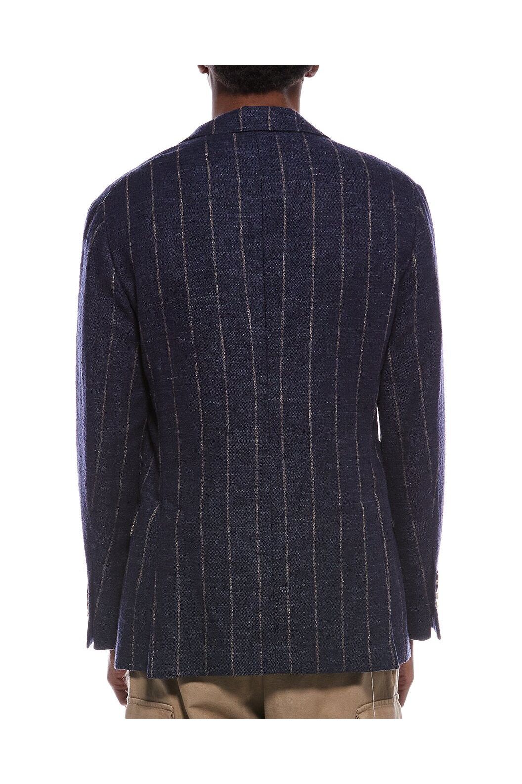 Men's Blue Wool Blend Striped Blazer