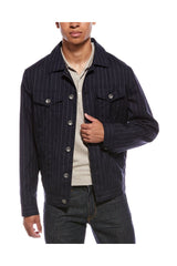 Men's Navy Wool Pinstripe Jacket