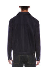Men's Navy Wool Pinstripe Jacket
