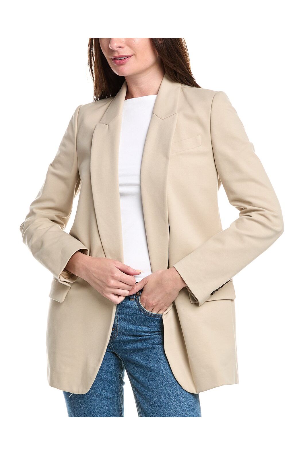 Women's Beige Tailored Cotton Blazer