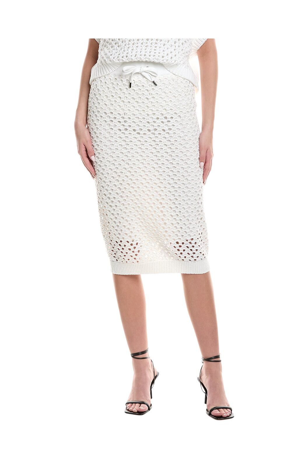 Women's White Crochet Midi Skirt