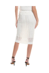 Women's White Crochet Midi Skirt