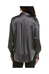Women's Charcoal Silk Relaxed Shirt