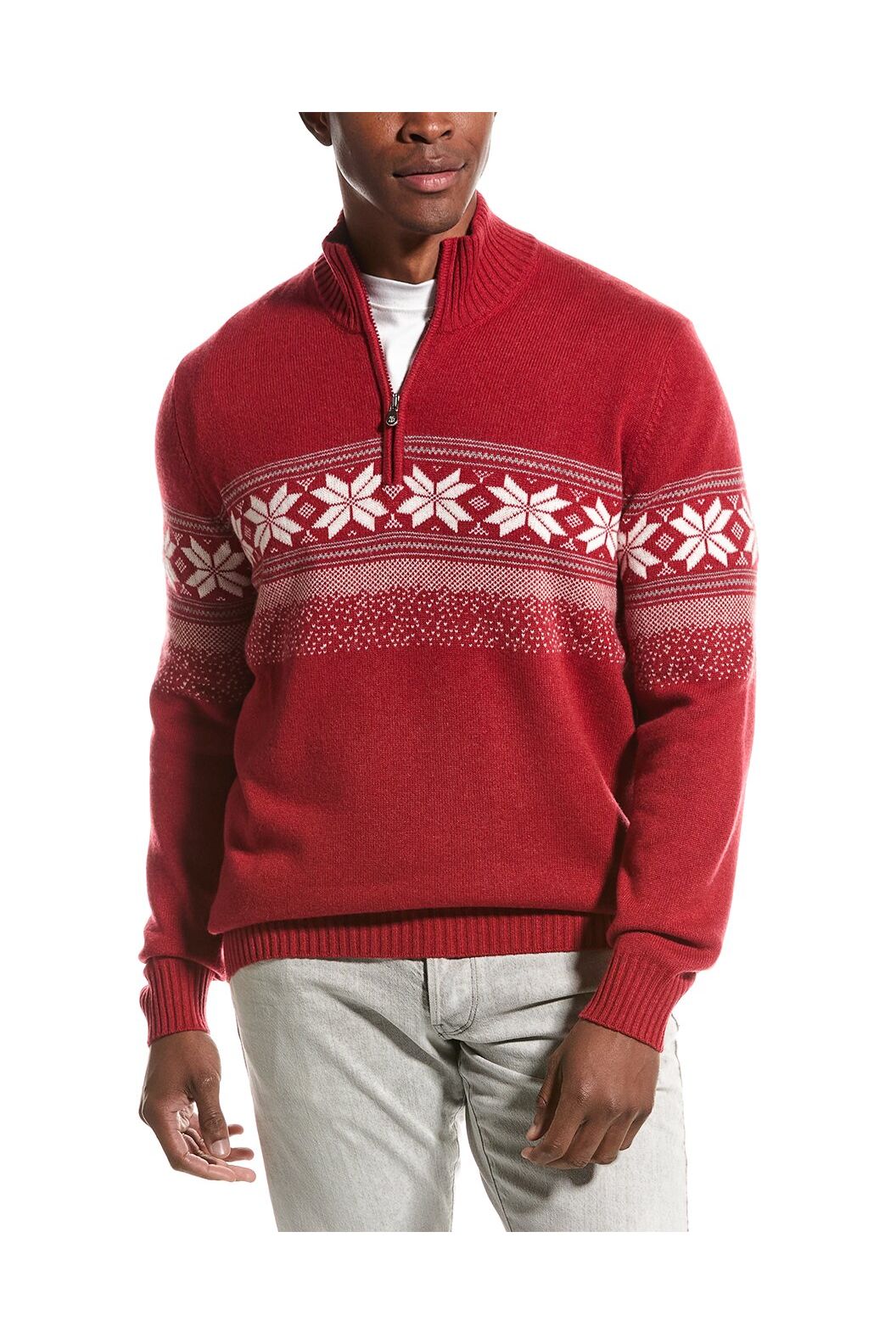 Brunello Cucinelli Men's Red Wool Zip Sweater