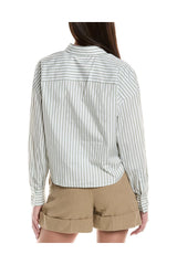 Brunello Cucinelli Women's Light Green Striped Shirt