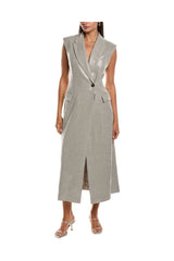 Brunello Cucinelli Women's Light Grey Sleeveless Tailored Dress