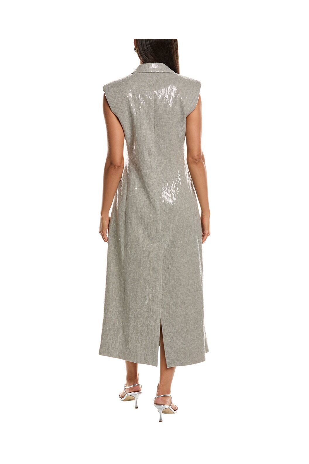 Brunello Cucinelli Women's Light Grey Sleeveless Tailored Dress