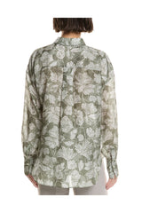Women's Green Silk Floral Shirt