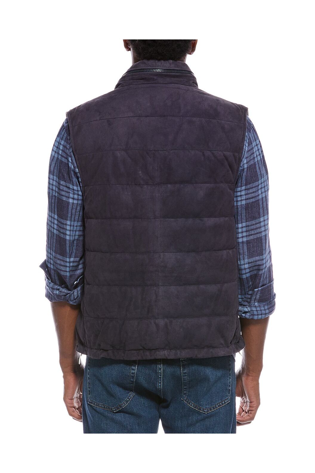 Brunello Cucinelli Men's Dark Blue Leather Jacket