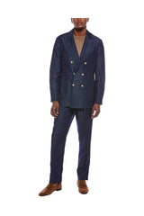 Men's Navy Wool Linen Blazer