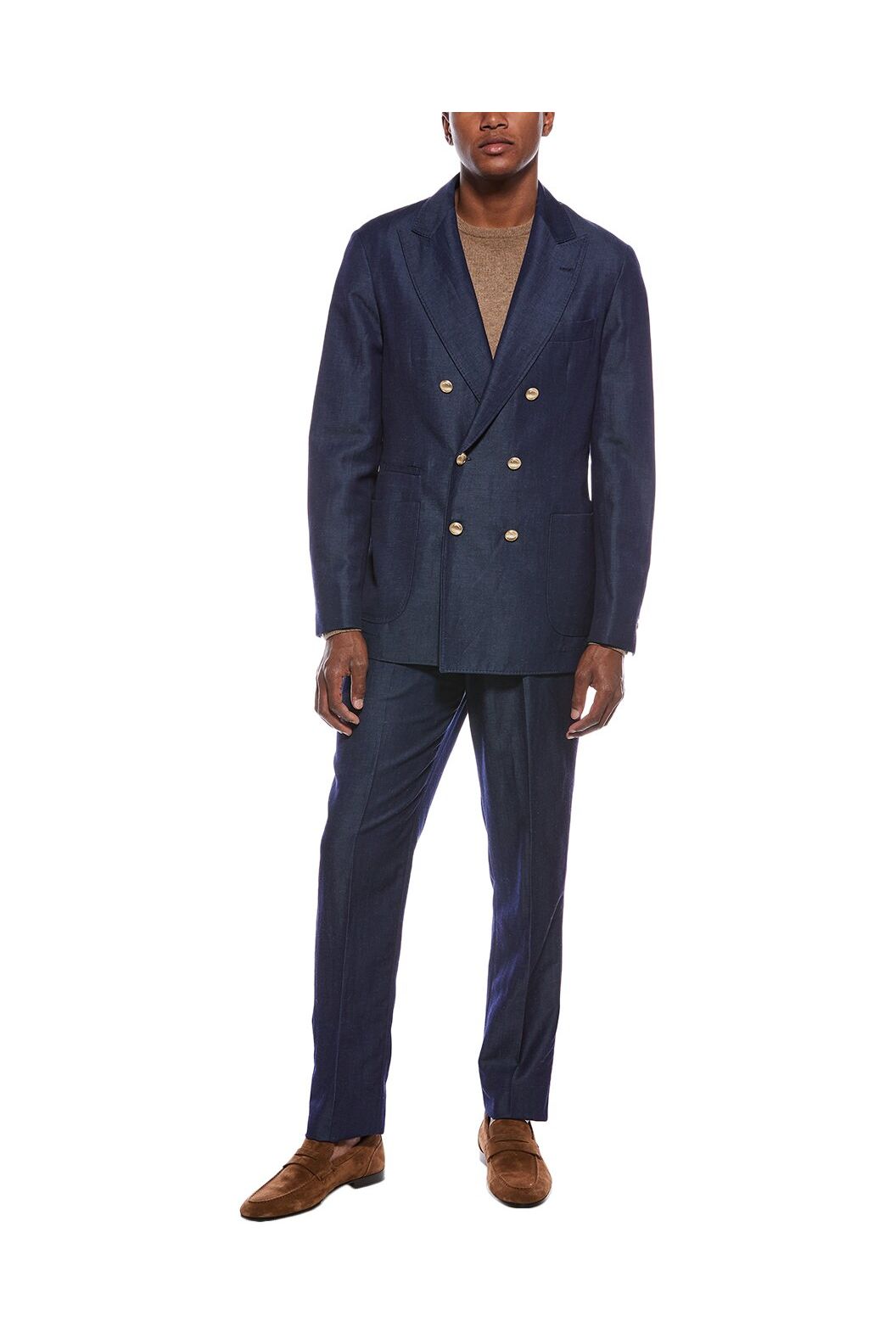 Men's Navy Wool Linen Blazer