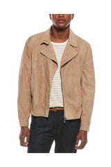 Men's Tobacco Suede Biker Jacket