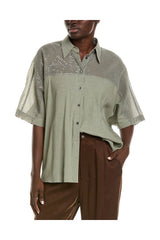 Women's Sage Linen Oversized Shirt