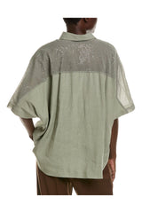 Women's Sage Linen Oversized Shirt