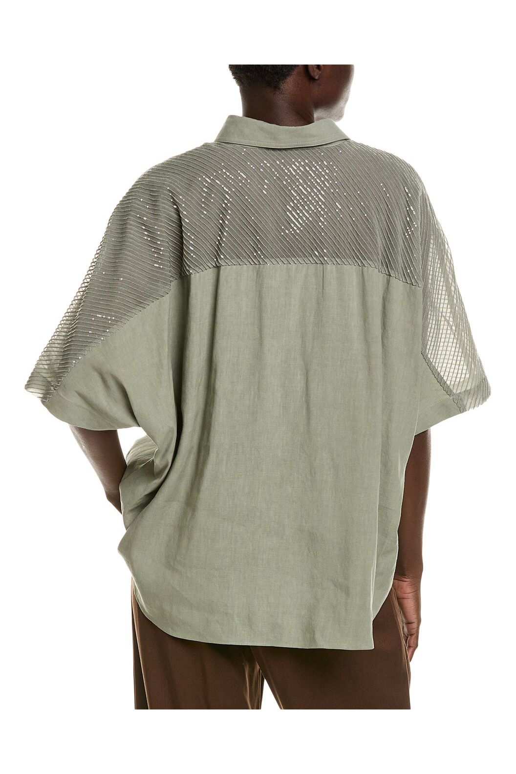 Women's Sage Linen Oversized Shirt