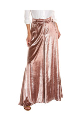Women's Pink Velvet Wide Leg Trousers