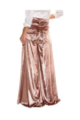 Women's Pink Velvet Wide Leg Trousers
