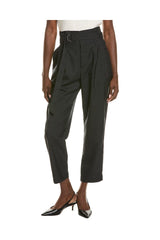 Women's Dark Grey Wool Tapered Trousers