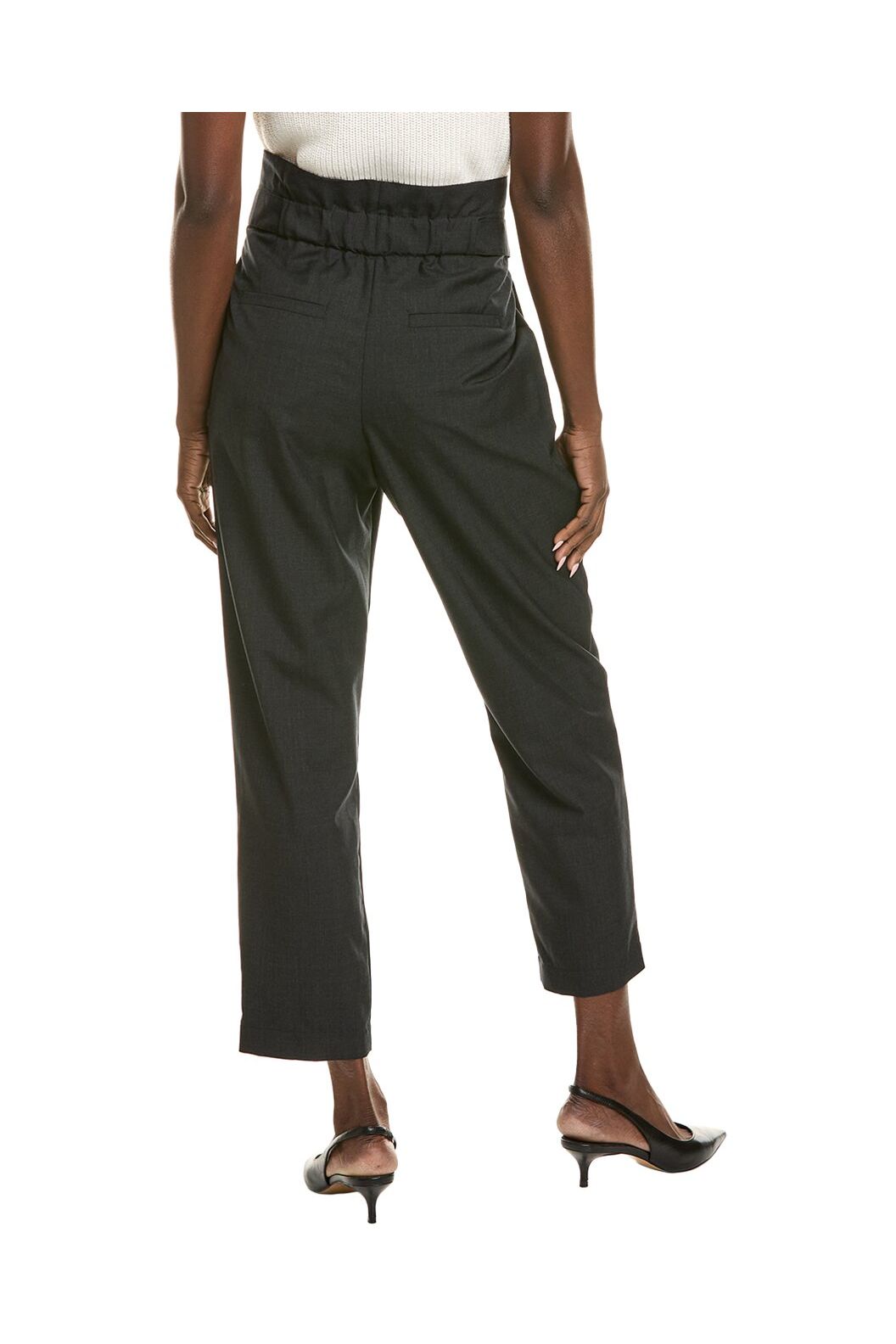 Women's Dark Grey Wool Tapered Trousers