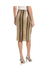 Brunello Cucinelli Women's Beige Striped Knit Skirt