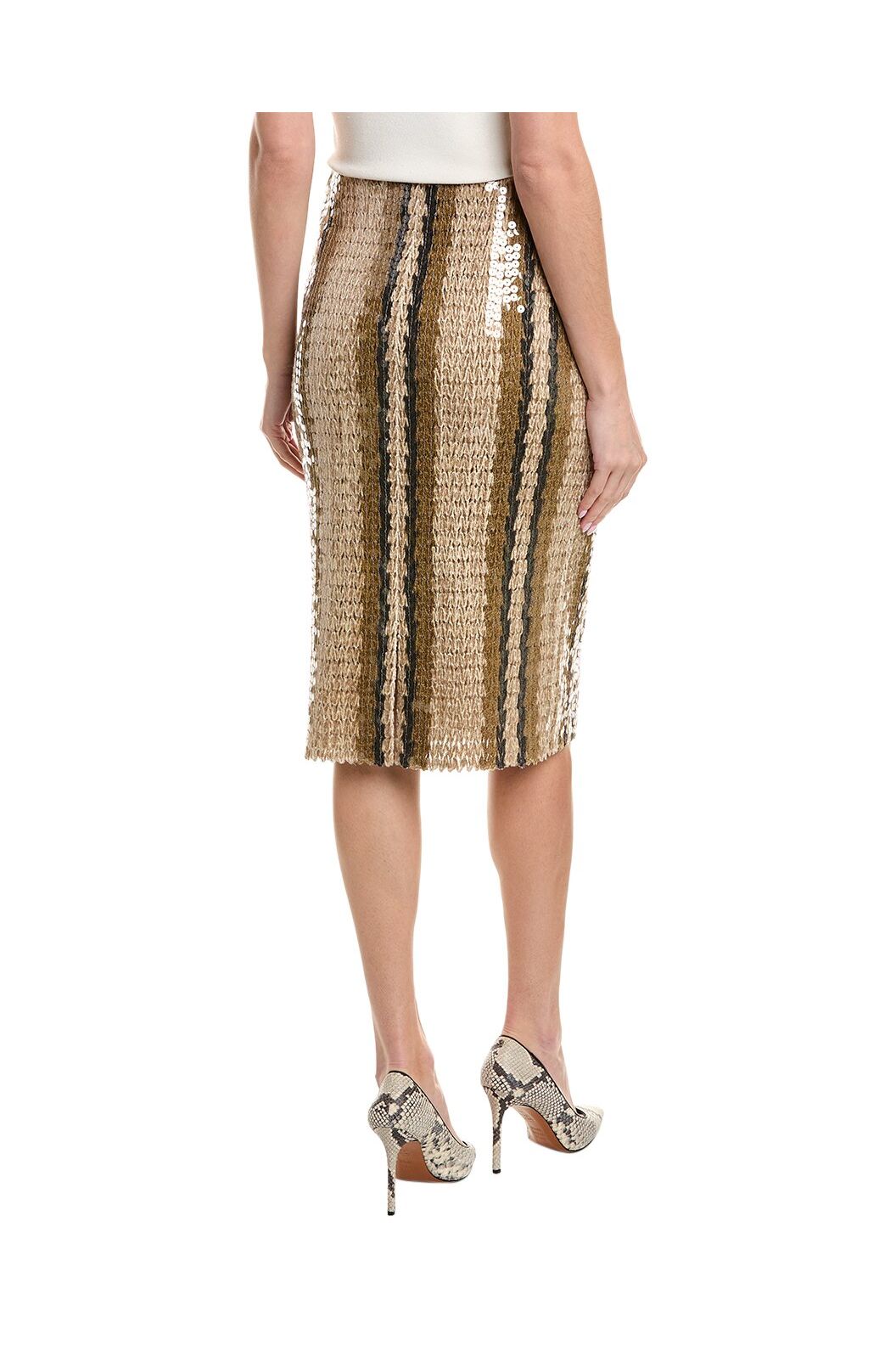 Brunello Cucinelli Women's Beige Striped Knit Skirt