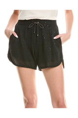 Women's Black Linen Silk Shorts