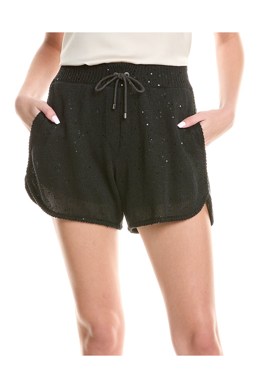 Women's Black Linen Silk Shorts