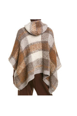 Women's Taupe Cashmere Hooded Poncho Jacket