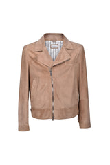 Men's Tobacco Suede Biker Jacket