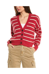 Brunello Cucinelli Women's Red Striped Button Sweater