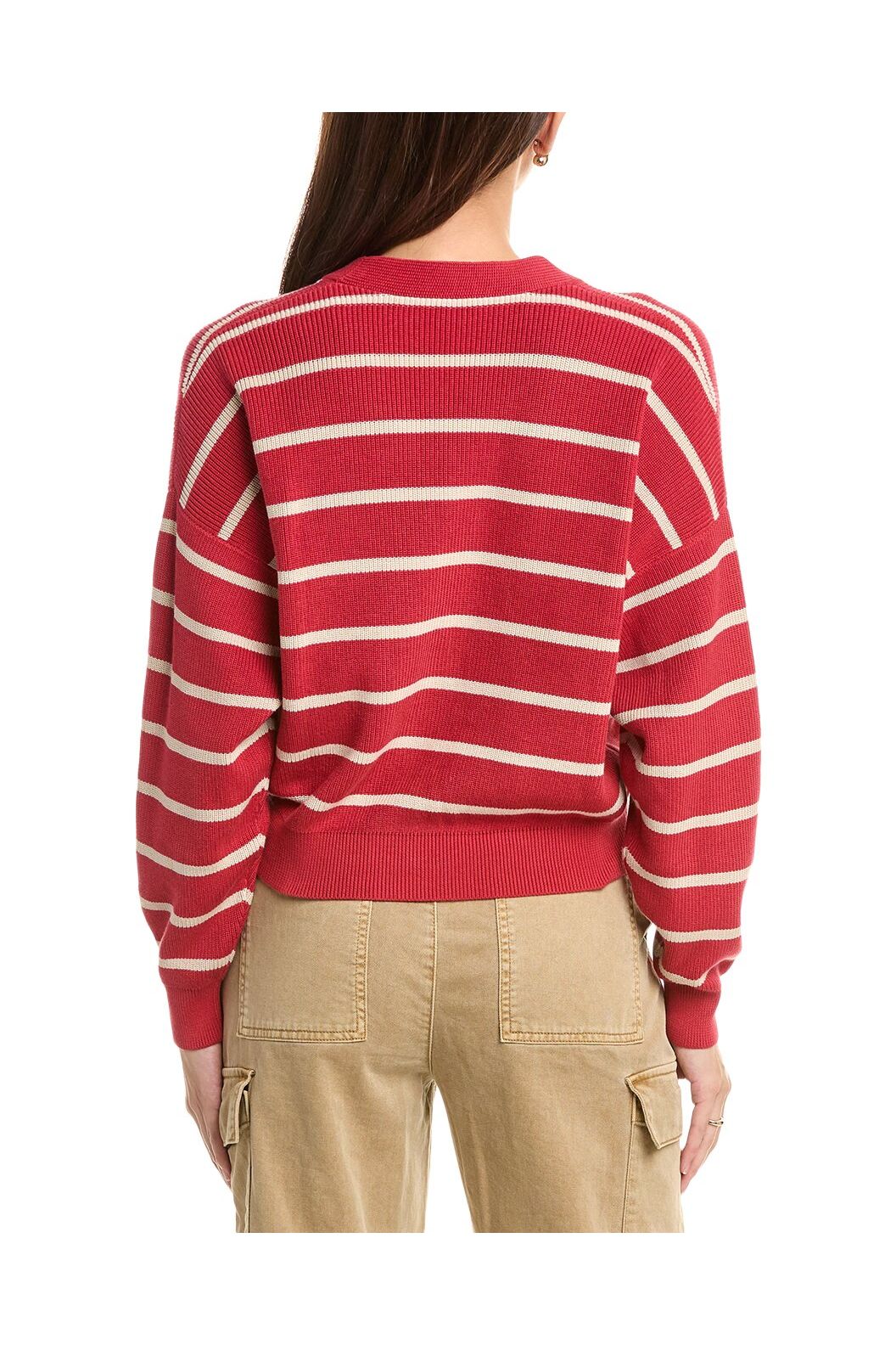 Brunello Cucinelli Women's Red Striped Button Sweater