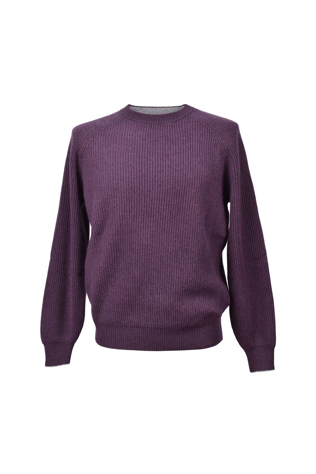 Men's Plum Cashmere Crewneck Sweater