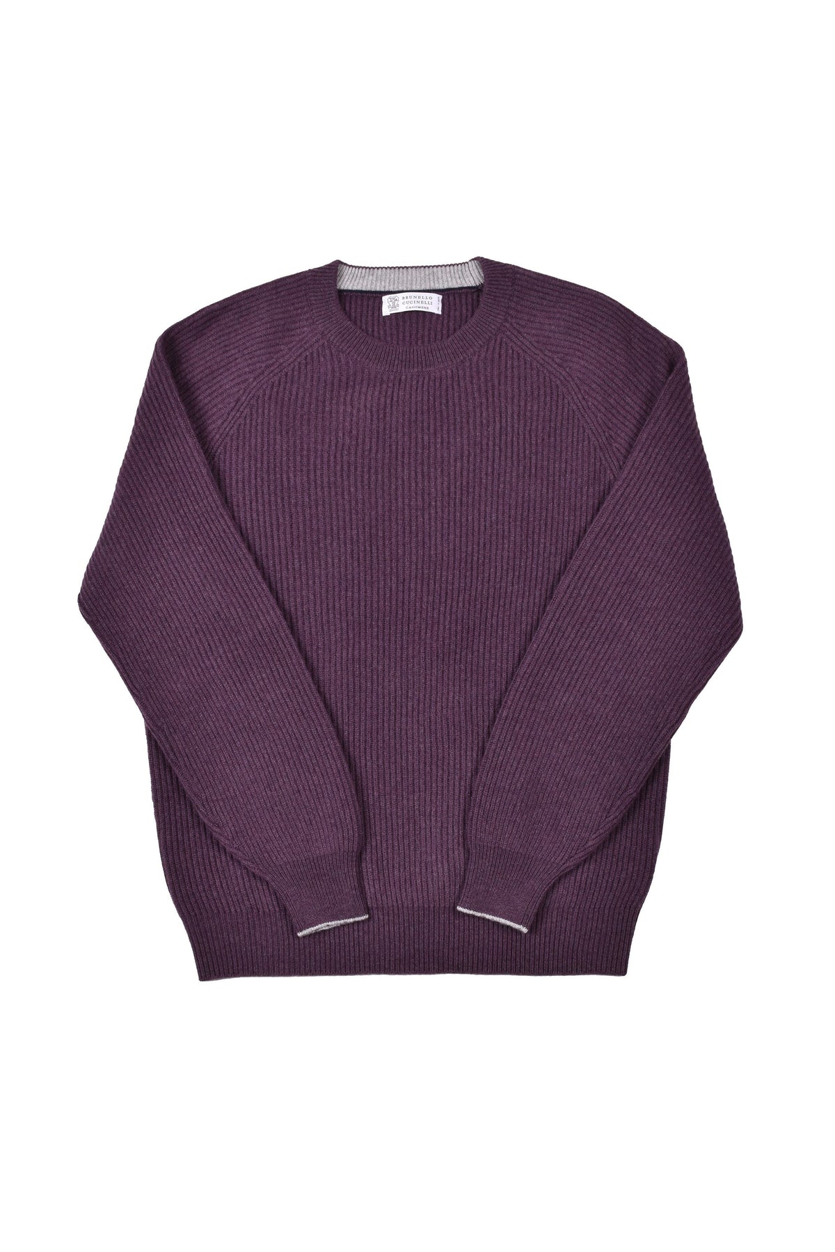 Men's Plum Cashmere Crewneck Sweater