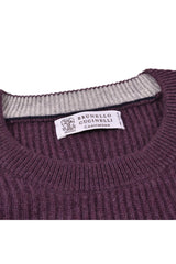 Men's Plum Cashmere Crewneck Sweater