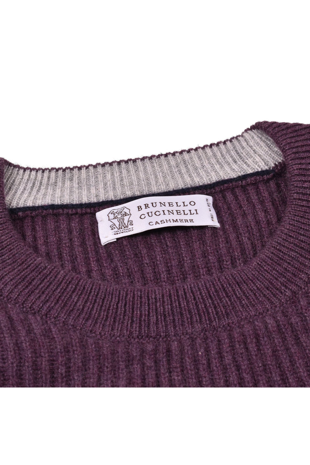 Men's Plum Cashmere Crewneck Sweater