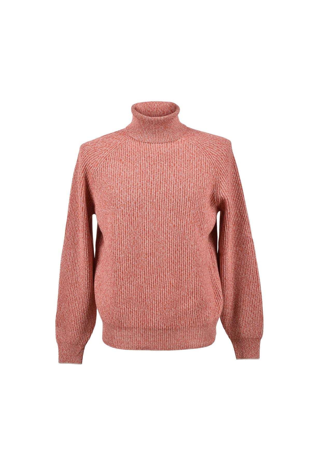 Brunello Cucinelli Men's Orange Wool Silk Turtleneck Sweater