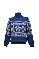 Brunello Cucinelli Men's Blue Cashmere Patterned Turtleneck Sweater