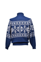 Brunello Cucinelli Men's Blue Cashmere Patterned Turtleneck Sweater
