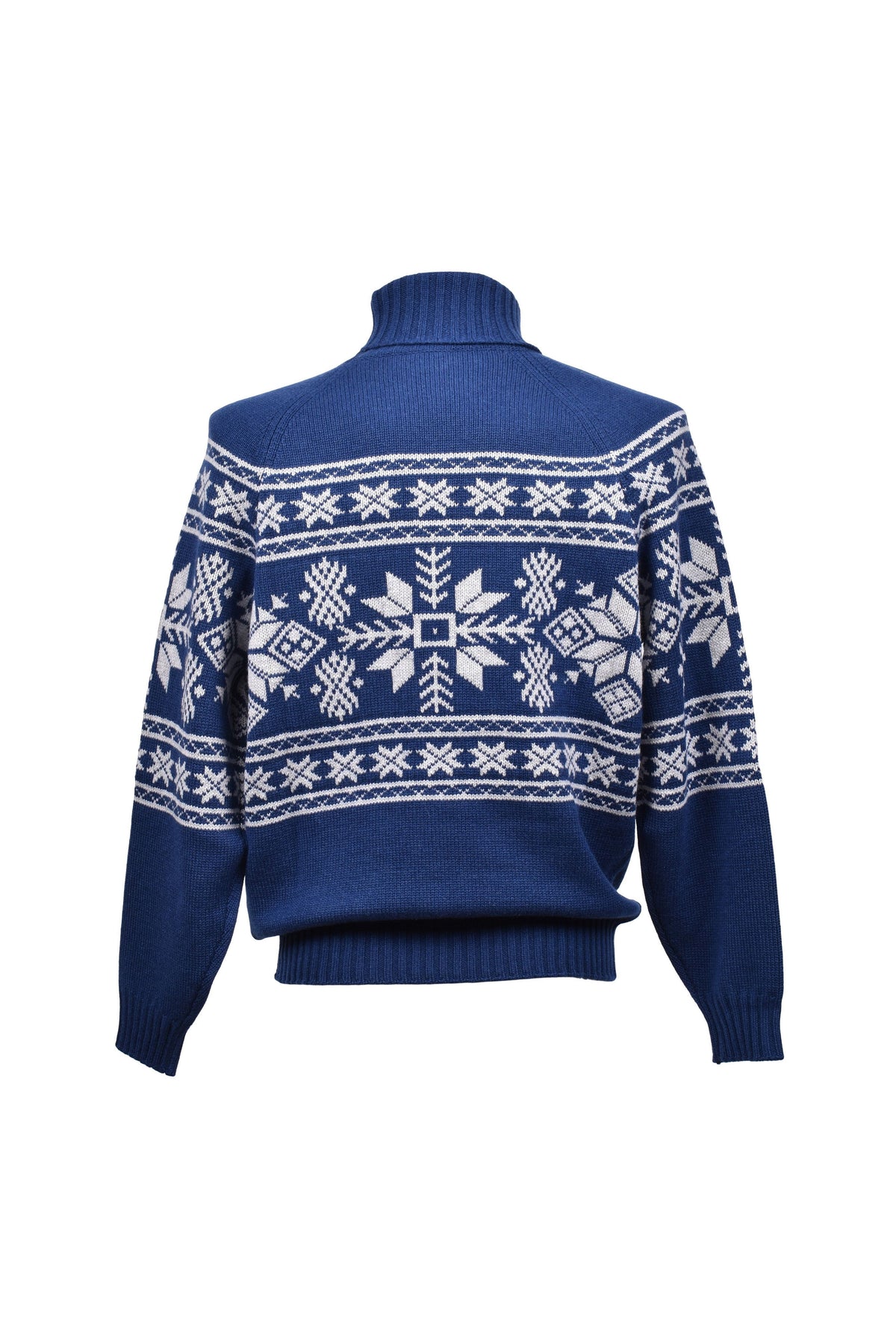 Brunello Cucinelli Men's Blue Cashmere Patterned Turtleneck Sweater