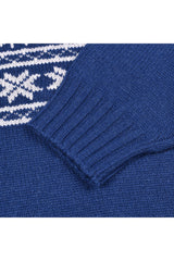 Brunello Cucinelli Men's Blue Cashmere Patterned Turtleneck Sweater