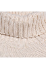 Men's White Black Cashmere Patterned Turtleneck Sweater