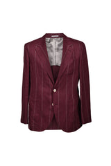 Brunello Cucinelli Men's Red Linen Striped Suit