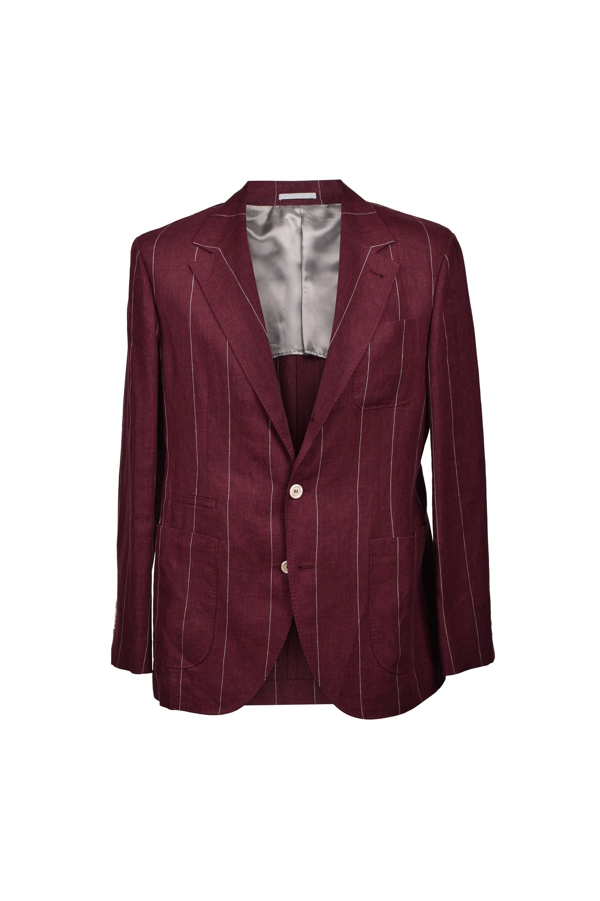 Brunello Cucinelli Men's Red Linen Striped Suit