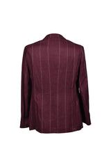 Brunello Cucinelli Men's Red Linen Striped Suit