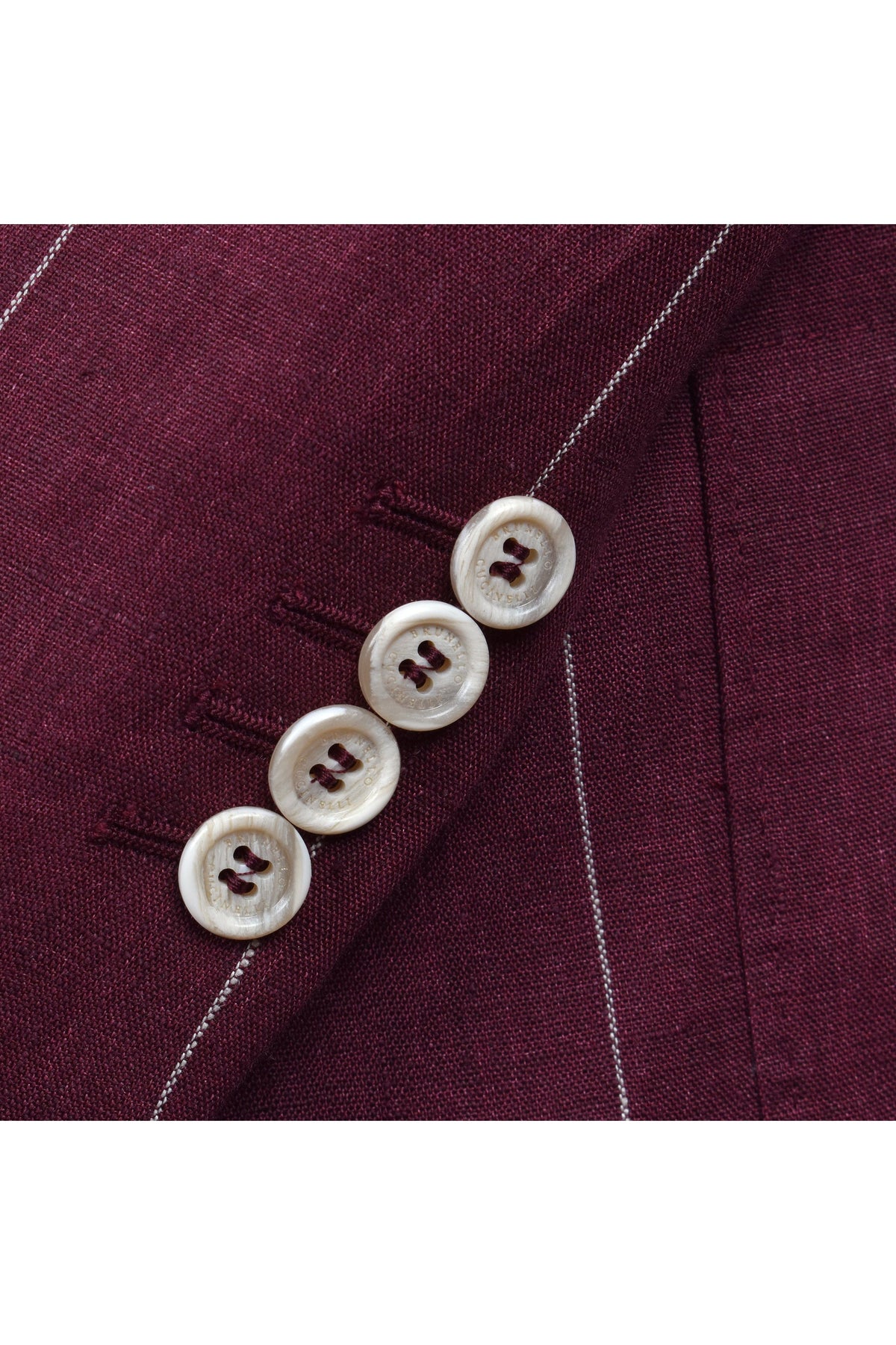 Brunello Cucinelli Men's Red Linen Striped Suit