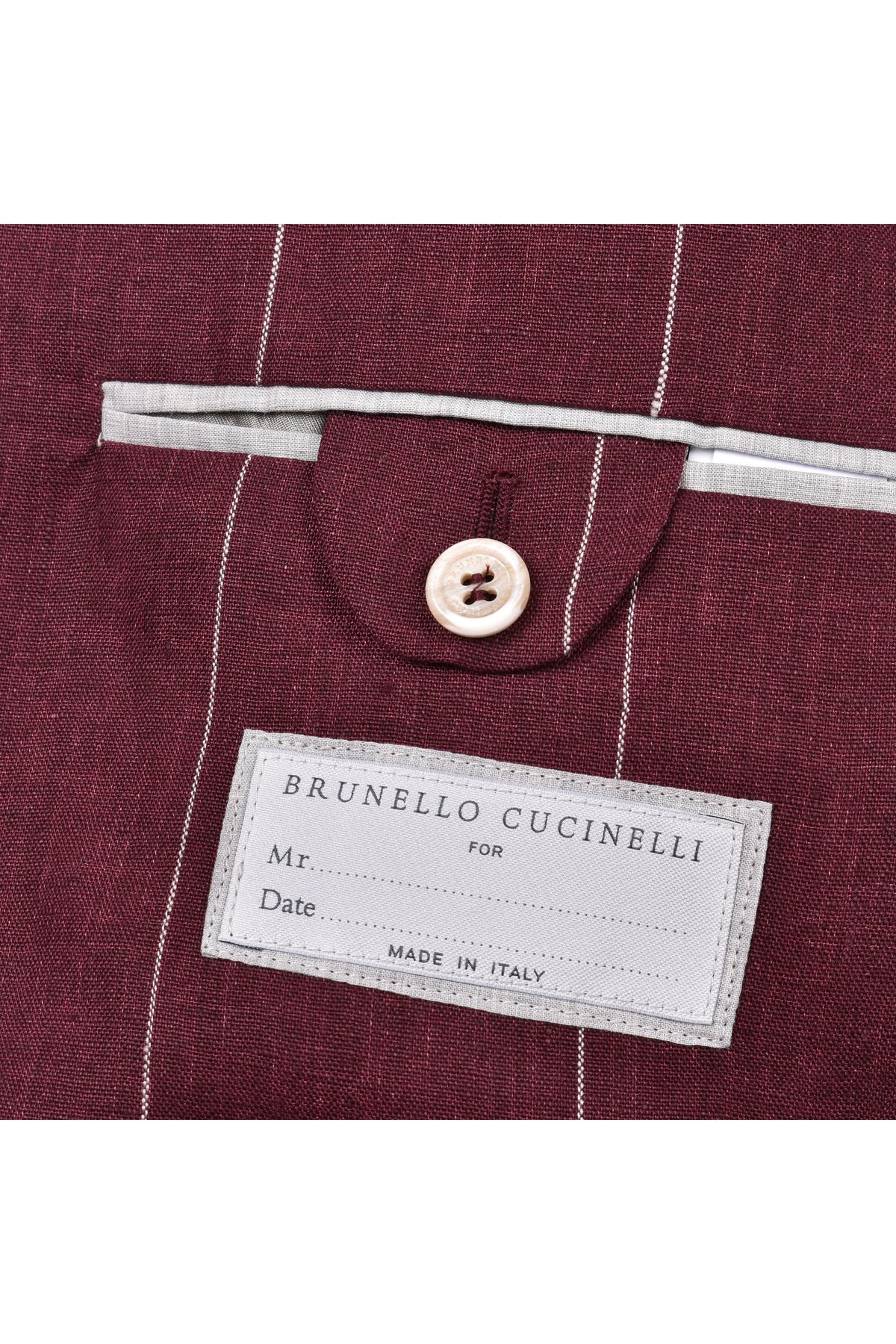 Brunello Cucinelli Men's Red Linen Striped Suit