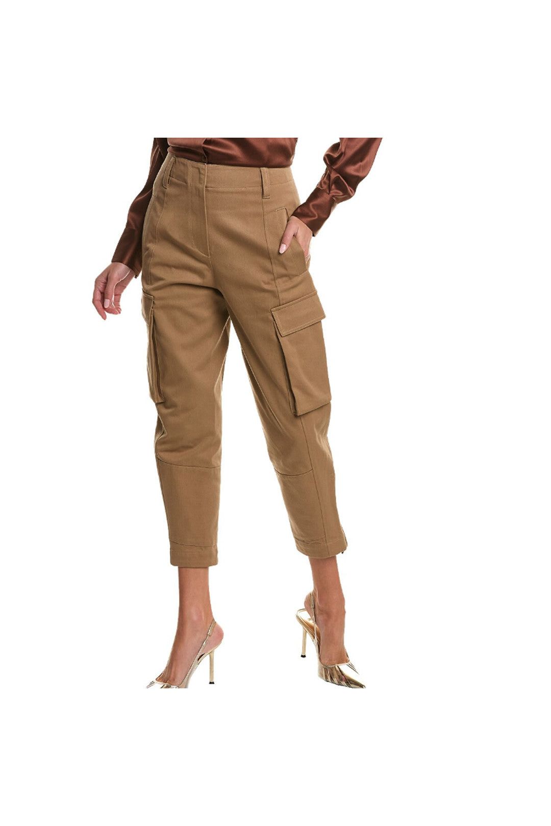 Women's Caramel Cotton Cargo Trousers