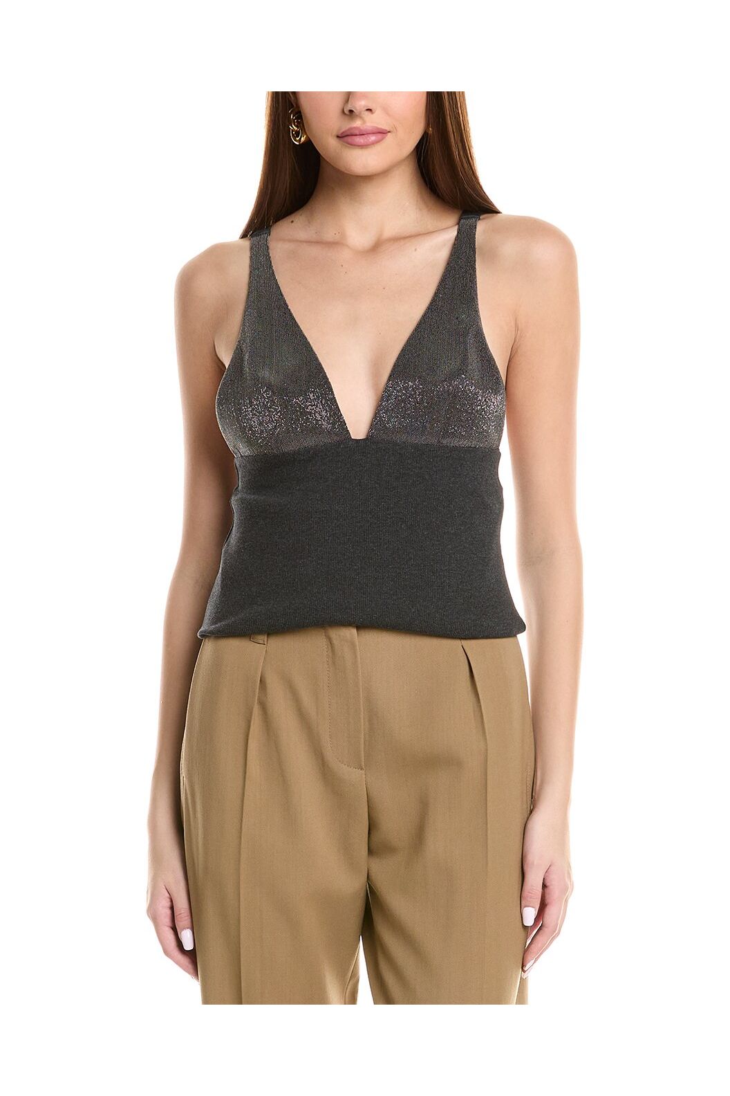 Women's Charcoal Deep V Shirt
