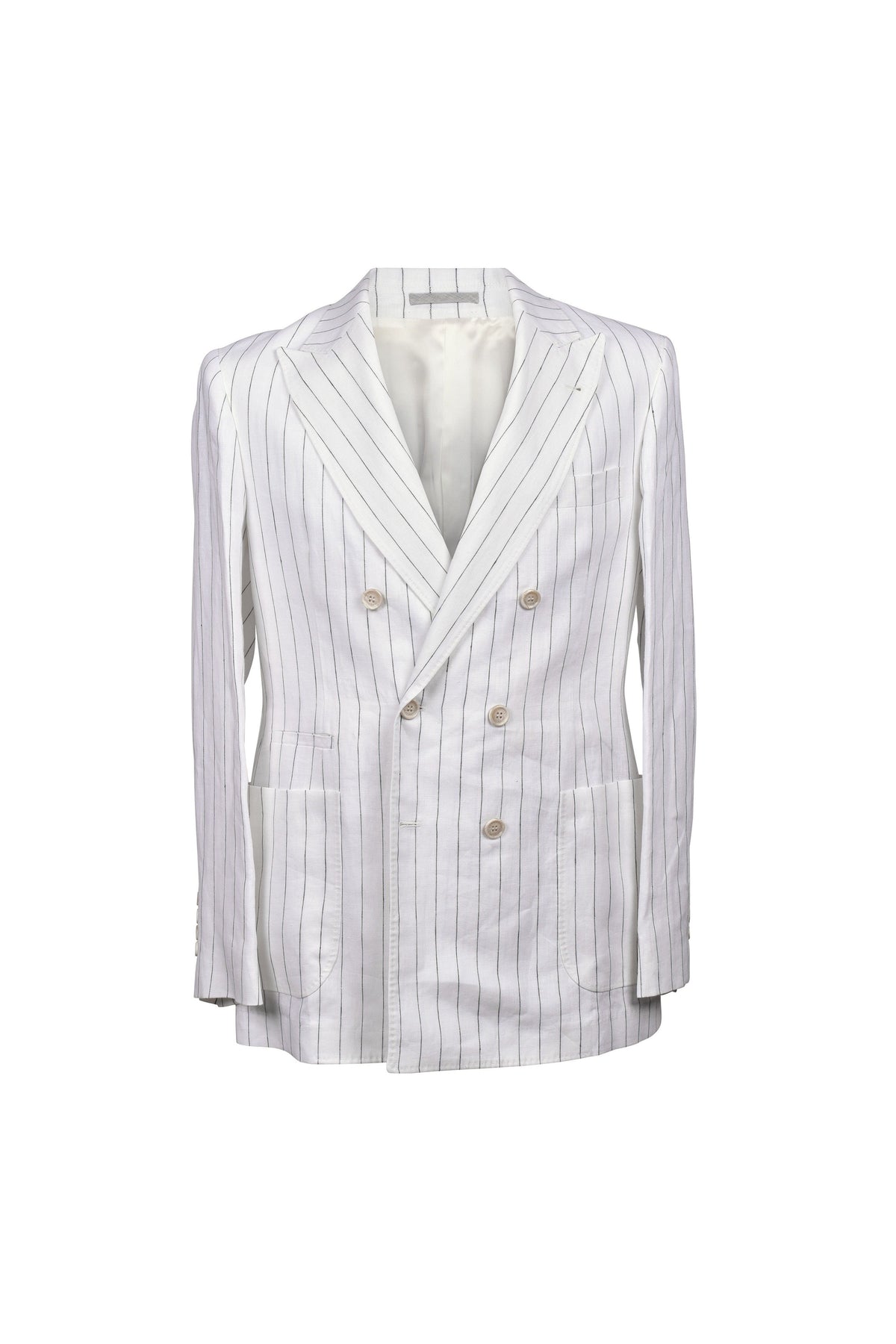 Men's White Linen Striped Suit