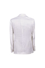 Men's White Linen Striped Suit